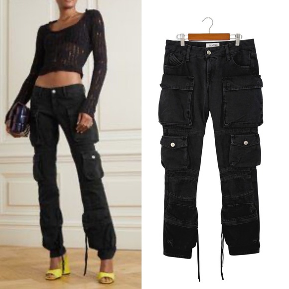 The Attico Denim - NWOT The Attico Essie Low Rise Tapered Cargo Jeans Black Denim 25 XS